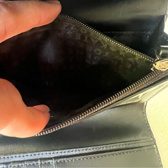Black Pebbled Leather Large trifold Kate Spade Wallet - Picture 10 of 16